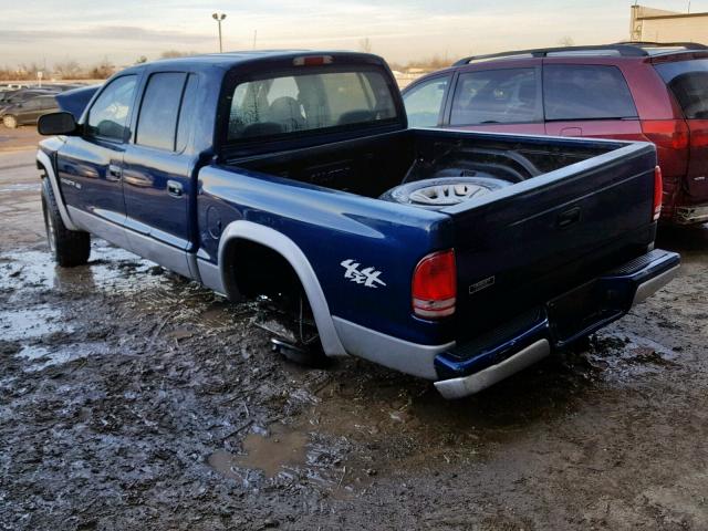 1B7HG48NX2S584887 - 2002 DODGE DAKOTA QUA BLUE photo 3