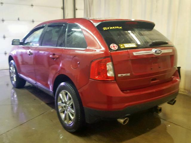 2FMDK4KC0EBB39119 - 2014 FORD EDGE LIMIT MAROON photo 3