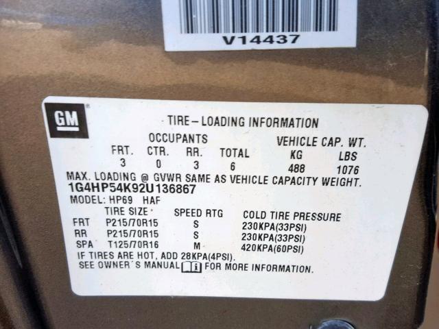 1G4HP54K92U136867 - 2002 BUICK LESABRE CU CHARCOAL photo 10