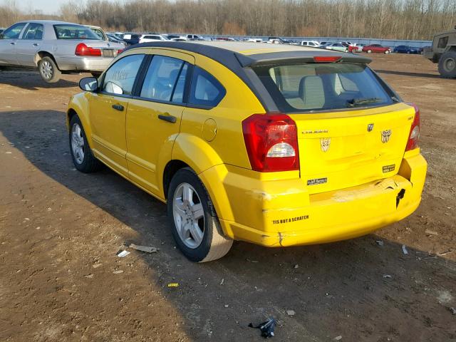 1B3HB48B87D591242 - 2007 DODGE CALIBER SX YELLOW photo 3