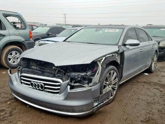 WAURGAFD3EN002139 - 2014 AUDI A8 L QUATT SILVER photo 2