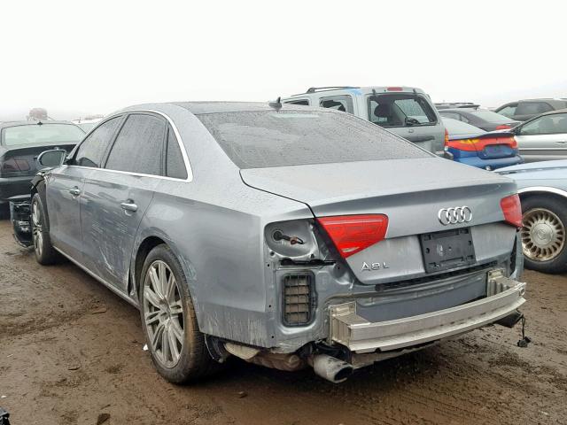 WAURGAFD3EN002139 - 2014 AUDI A8 L QUATT SILVER photo 3