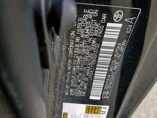 JTKDE177050013732 - 2005 TOYOTA SCION TC 黑色 照片 10