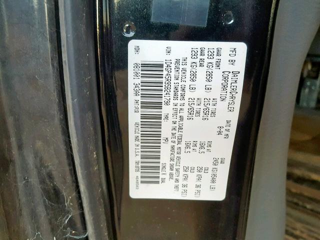 1D4GP45R95B241790 - 2005 DODGE CARAVAN SX BLACK photo 10