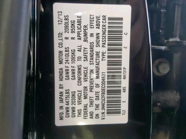 JH4CU2F80EC004631 - 2014 ACURA TSX SE BLACK photo 10