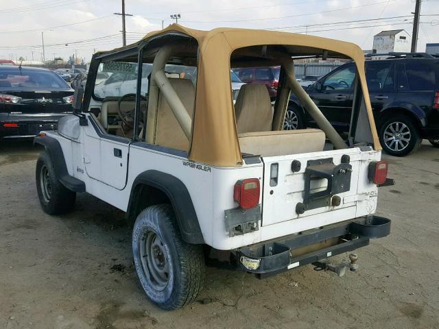 2J4FY29SXMJ139706 - 1991 JEEP WRANGLER / WHITE photo 3