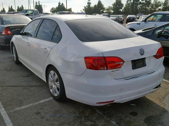 3VW2K7AJ7BM391258 - 2011 VOLKSWAGEN JETTA BASE WHITE photo 3