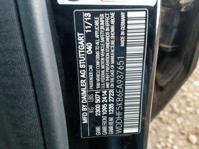 WDDHF5KB6EA937651 - 2014 MERCEDES-BENZ E 350 BLACK photo 10