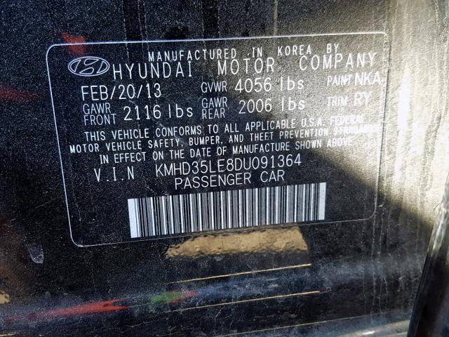 KMHD35LE8DU091364 - 2013 HYUNDAI ELANTRA GT BLACK photo 10