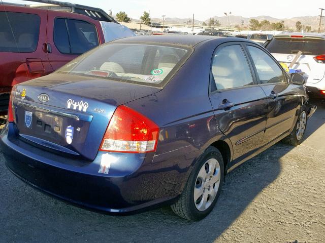 KNAFE222195587862 - 2009 KIA SPECTRA EX BLUE photo 4