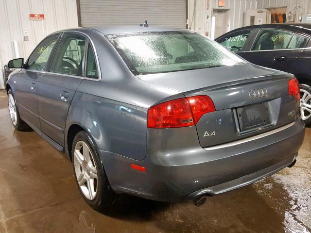 WAUDF78EX8A016122 - 2008 AUDI A4 2.0T QU GRAY photo 3