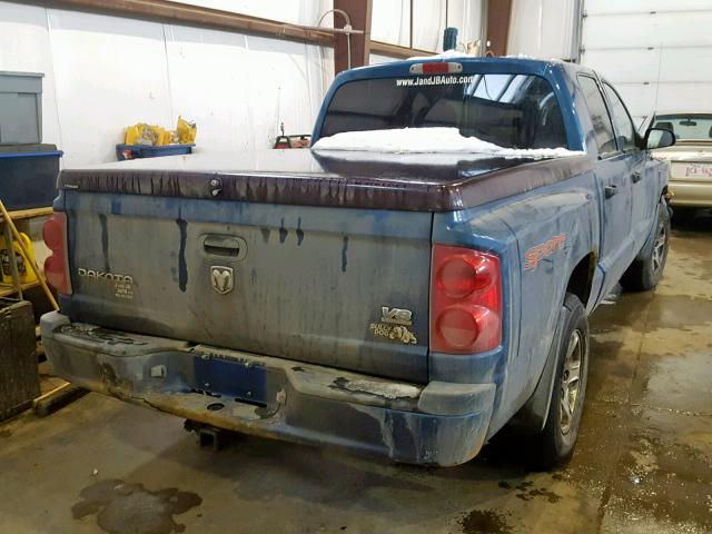 1D7HE28N96S542068 - 2006 DODGE DAKOTA QUA BLUE photo 4