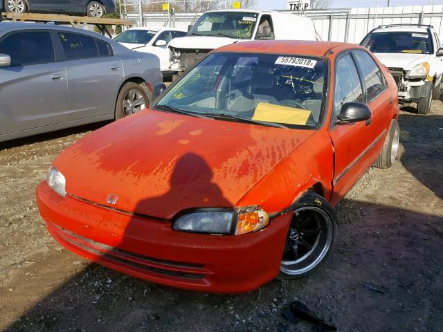 1HGEG8649SL002438 - 1995 HONDA CIVIC DX ORANGE photo 2