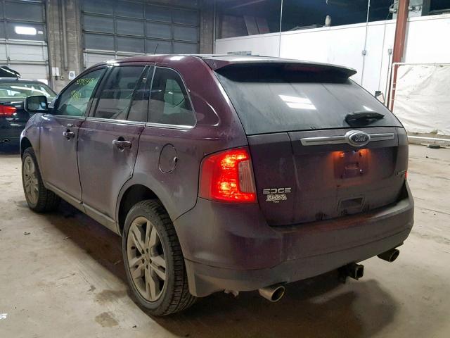 2FMDK4KCXBBA74064 - 2011 FORD EDGE LIMIT MAROON photo 3