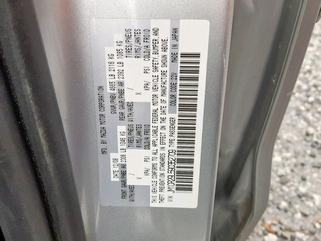 JM1CR29L590352709 - 2009 MAZDA 5 SILVER photo 10