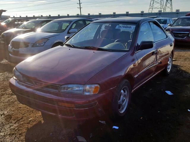 JF1GC2448PH519670 - 1993 SUBARU IMPREZA L BURGUNDY photo 2