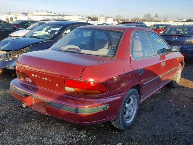 JF1GC2448PH519670 - 1993 SUBARU IMPREZA L BURGUNDY photo 4