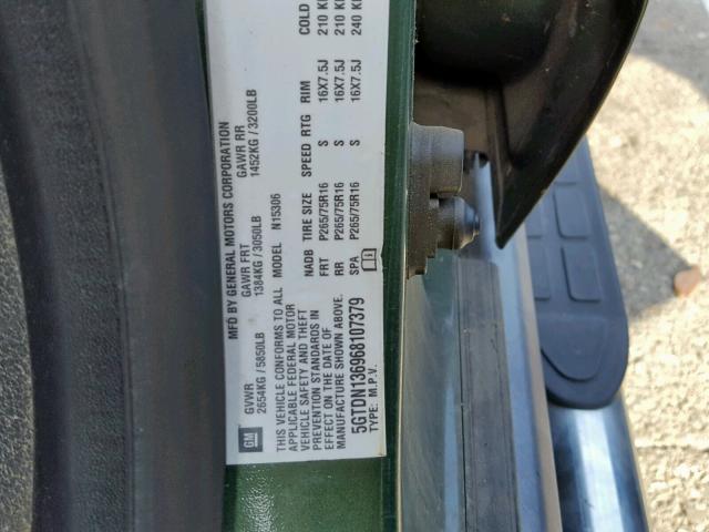 5GTDN136968107379 - 2006 HUMMER H3 GREEN photo 10