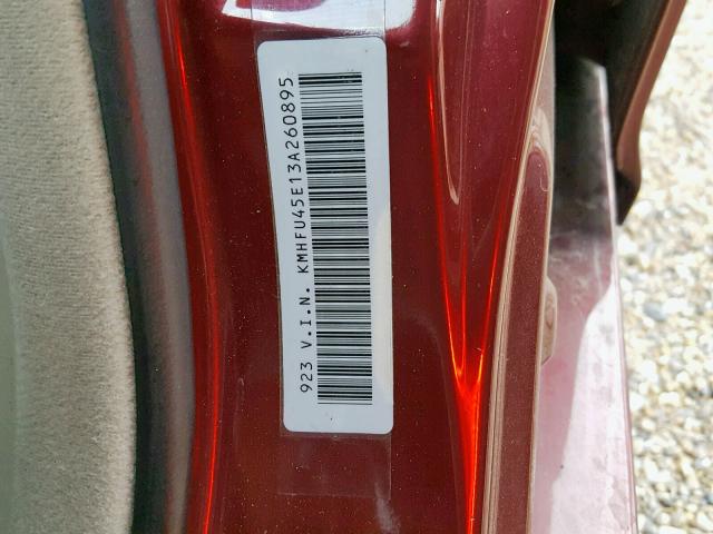 KMHFU45E13A260895 - 2003 HYUNDAI XG 350 RED photo 10