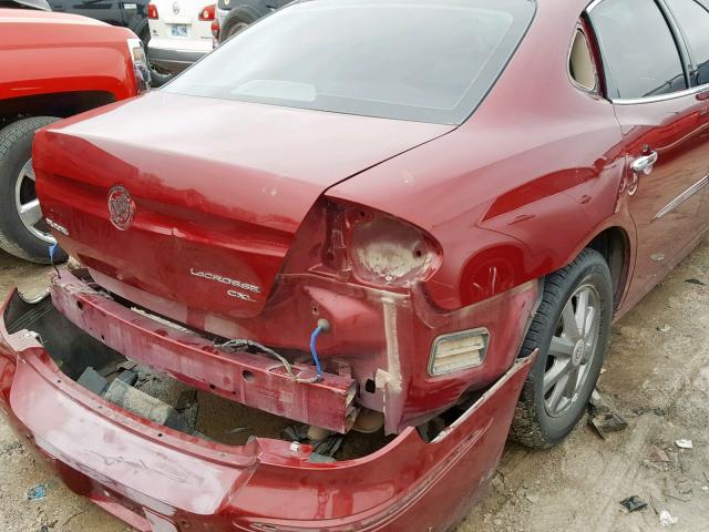 2G4WD582481189362 - 2008 BUICK LACROSSE C RED photo 9