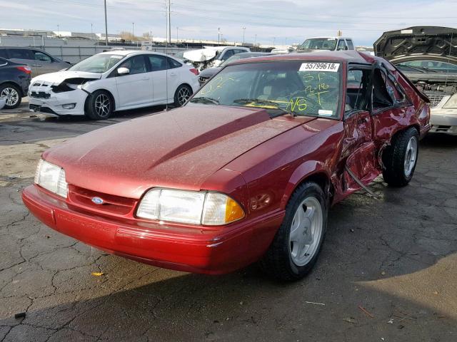 1FACP41E4PF102764 - 1993 FORD MUSTANG LX BURGUNDY photo 2