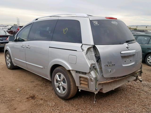 5N1BV28U58N123106 - 2008 NISSAN QUEST S SILVER photo 3