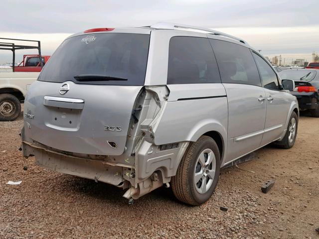 5N1BV28U58N123106 - 2008 NISSAN QUEST S SILVER photo 4