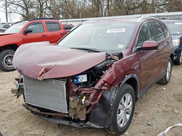 5J6RM4H77EL079882 - 2014 HONDA CR-V EXL BURGUNDY photo 2