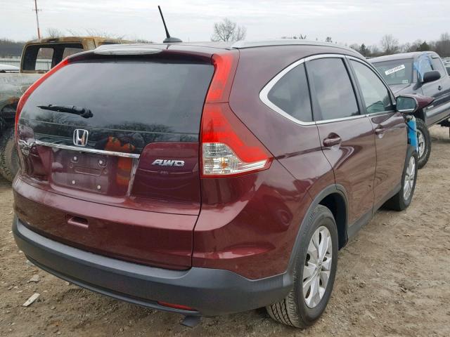 5J6RM4H77EL079882 - 2014 HONDA CR-V EXL BURGUNDY photo 4