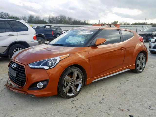 KMHTC6AE7EU210480 - 2014 HYUNDAI VELOSTER T ORANGE photo 2