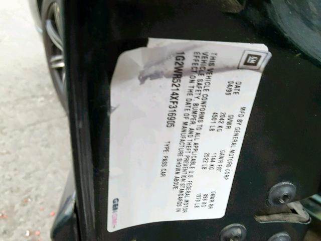 1G2WR5214XF316905 - 1999 PONTIAC GRAND PRIX GREEN photo 10