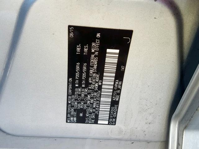 JTLZE4FE3FJ079934 - 2015 TOYOTA SCION XB 银色 照片 10