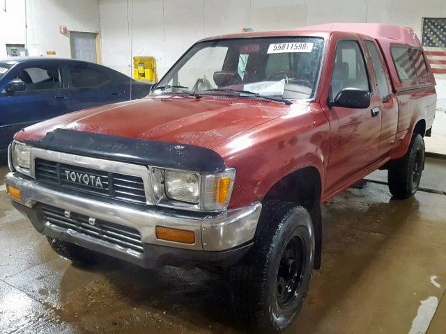 JT4RN13P4M6033464 - 1991 TOYOTA PICKUP 1/2 BURGUNDY photo 2