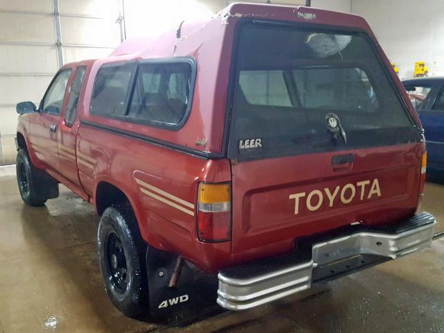 JT4RN13P4M6033464 - 1991 TOYOTA PICKUP 1/2 BURGUNDY photo 3