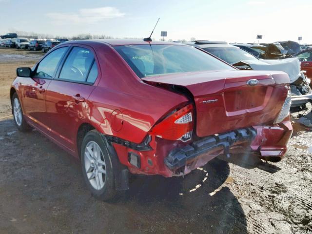 3FAHP0GA2BR316750 - 2011 FORD FUSION S RED photo 3