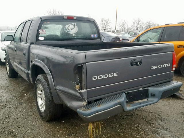 1D7HL38K54S739480 - 2004 DODGE DAKOTA QUA CHARCOAL photo 3