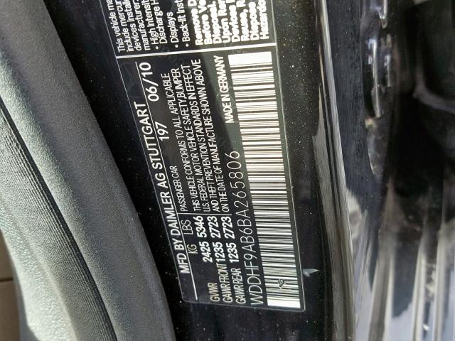 WDDHF9AB6BA265806 - 2011 MERCEDES-BENZ E 550 4MAT BLACK photo 10