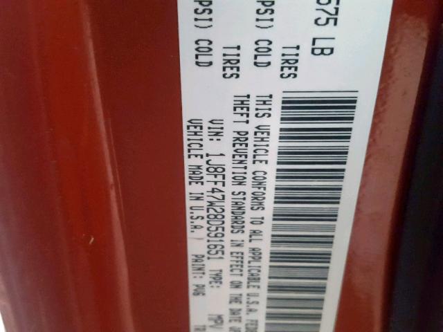 1J8FF47W28D591651 - 2008 JEEP COMPASS SP 橙色 照片 10