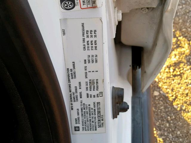 5GTEN13E288157720 - 2008 HUMMER H3 WHITE photo 10