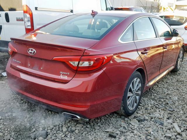 5NPE34AF3FH213110 - 2015 HYUNDAI SONATA SPO RED photo 4