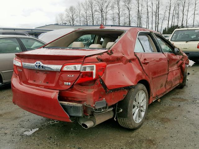 4T1BD1FKXCU038775 - 2012 TOYOTA CAMRY HYBR RED photo 4