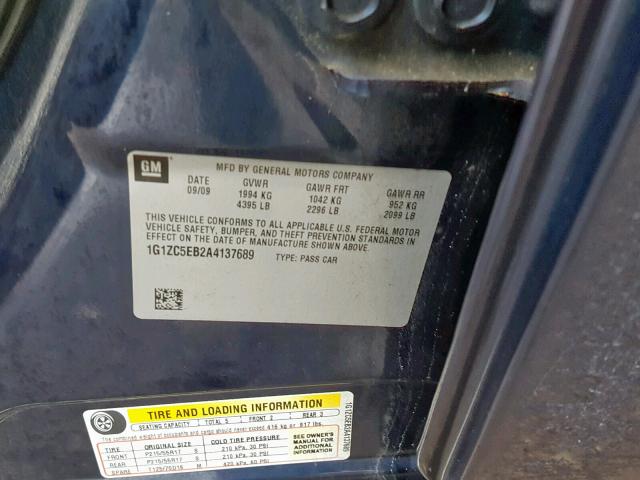 1G1ZC5EB2A4137689 - 2010 CHEVROLET MALIBU 1LT 蓝色 照片 10