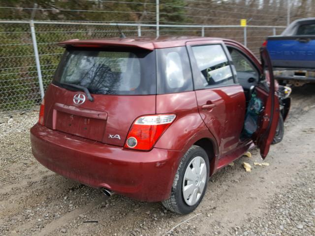 JTKKT624065009935 - 2006 TOYOTA SCION XA RED photo 4