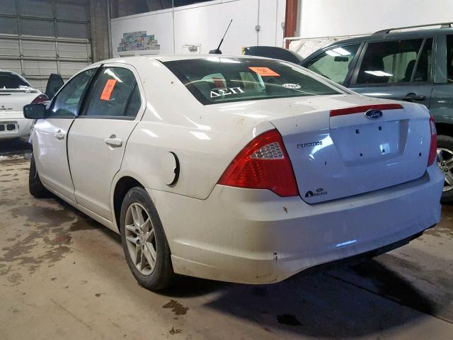 3FAHP0GA7CR377786 - 2012 FORD FUSION S WHITE photo 3