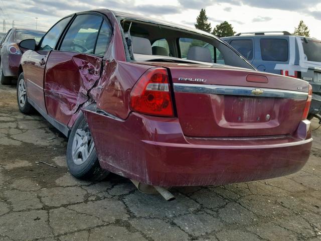 1G1ZS51F46F265441 - 2006 CHEVROLET MALIBU LS ბურგუნდია ფოტო 3