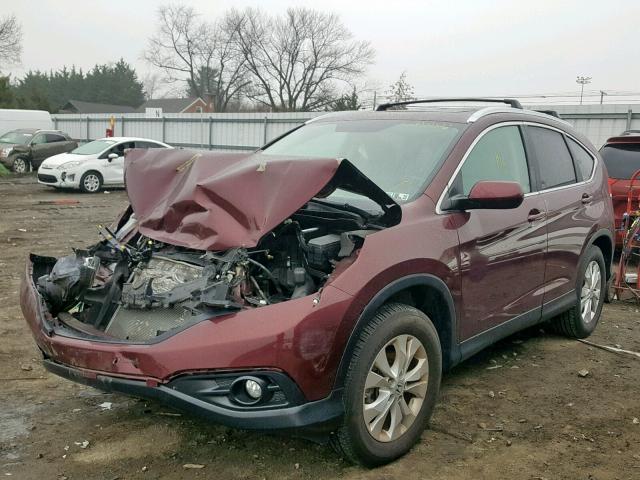 5J6RM4H73CL062932 - 2012 HONDA CR-V EXL BURGUNDY photo 2