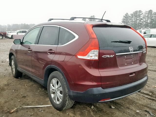 5J6RM4H73CL062932 - 2012 HONDA CR-V EXL BURGUNDY photo 3