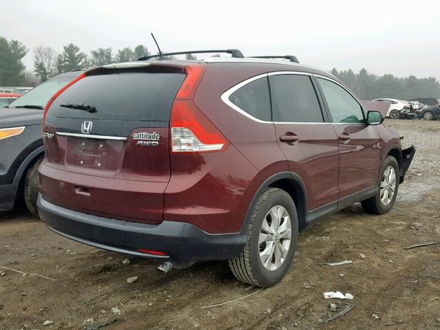 5J6RM4H73CL062932 - 2012 HONDA CR-V EXL BURGUNDY photo 4