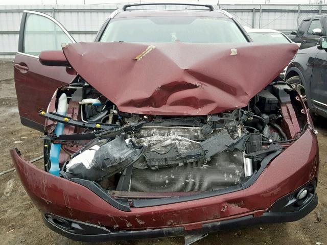 5J6RM4H73CL062932 - 2012 HONDA CR-V EXL BURGUNDY photo 7