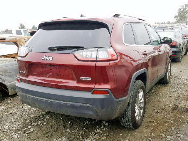 1C4PJMCB8KD174538 - 2019 JEEP CHEROKEE L MAROON photo 4